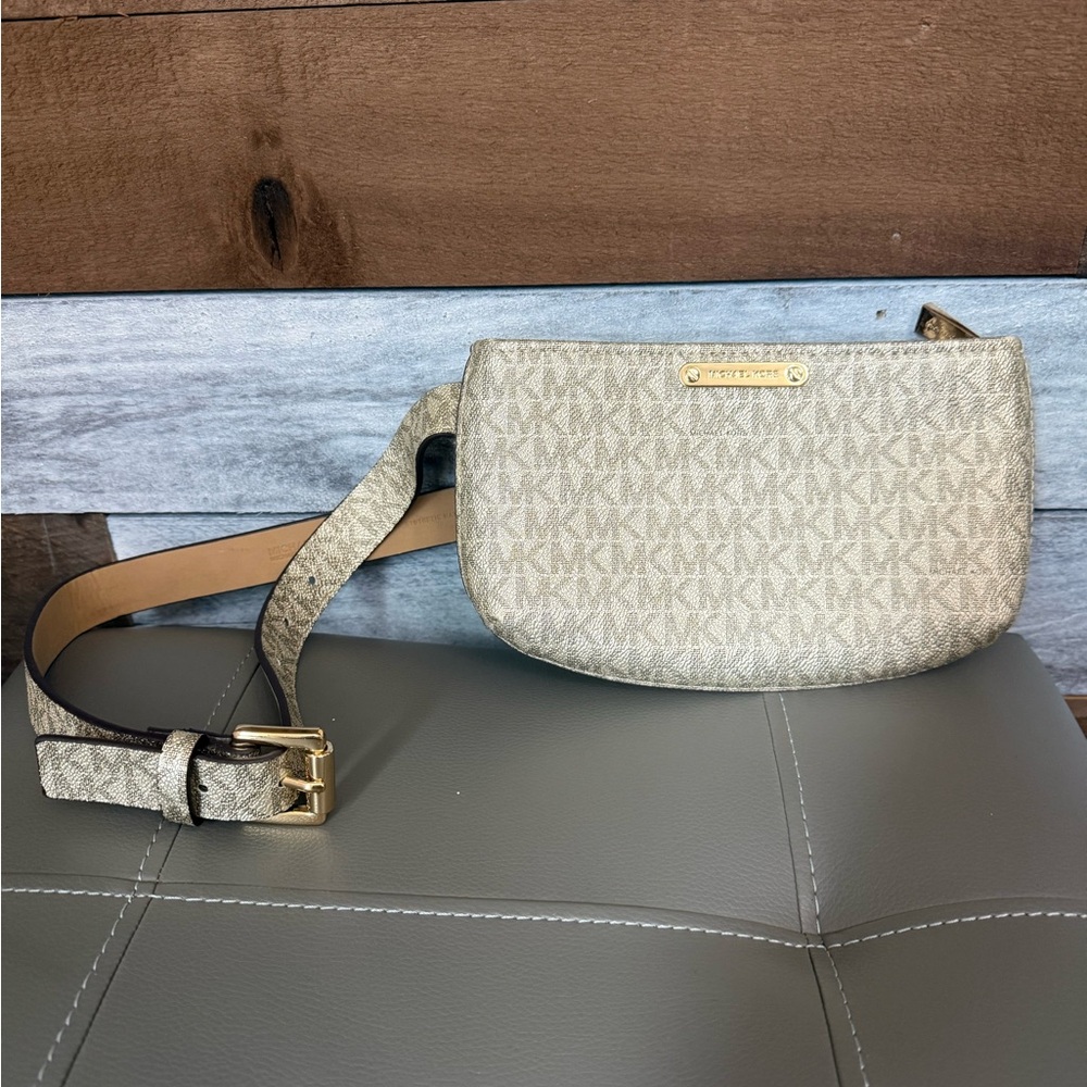 Michael Kors Beige Monogram Belt Bag